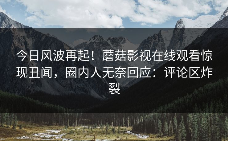 今日风波再起！蘑菇影视在线观看惊现丑闻，圈内人无奈回应：评论区炸裂