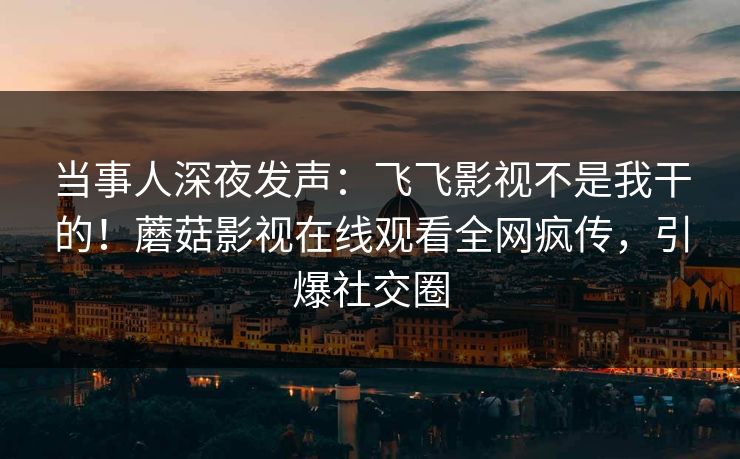 当事人深夜发声：飞飞影视不是我干的！蘑菇影视在线观看全网疯传，引爆社交圈