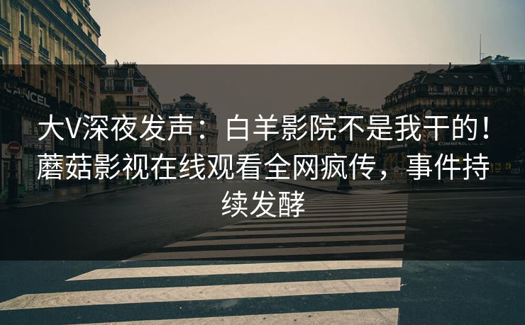 大V深夜发声：白羊影院不是我干的！蘑菇影视在线观看全网疯传，事件持续发酵