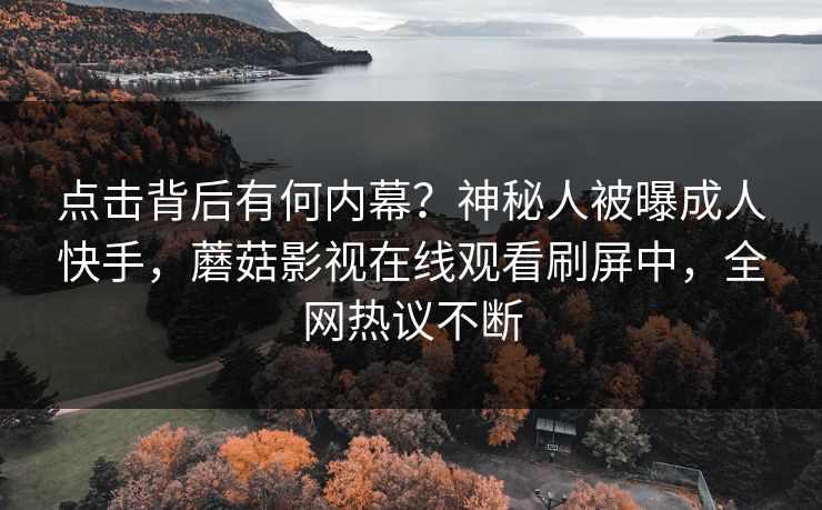 点击背后有何内幕？神秘人被曝成人快手，蘑菇影视在线观看刷屏中，全网热议不断