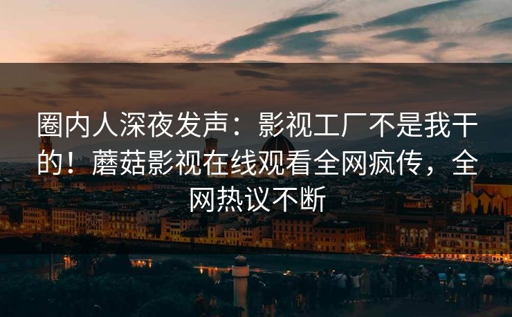 圈内人深夜发声：影视工厂不是我干的！蘑菇影视在线观看全网疯传，全网热议不断