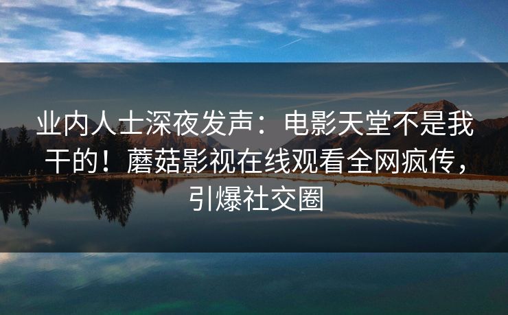 业内人士深夜发声：电影天堂不是我干的！蘑菇影视在线观看全网疯传，引爆社交圈