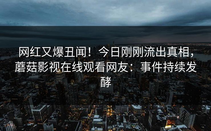 网红又爆丑闻！今日刚刚流出真相，蘑菇影视在线观看网友：事件持续发酵