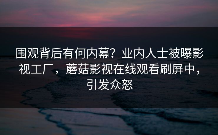 围观背后有何内幕？业内人士被曝影视工厂，蘑菇影视在线观看刷屏中，引发众怒