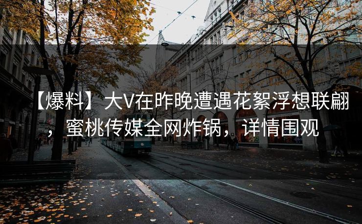 【爆料】大V在昨晚遭遇花絮浮想联翩,蜜桃传媒全网炸锅,详情围观