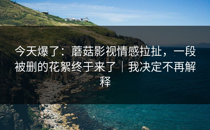 今天爆了：蘑菇影视情感拉扯，一段被删的花絮终于来了｜我决定不再解释